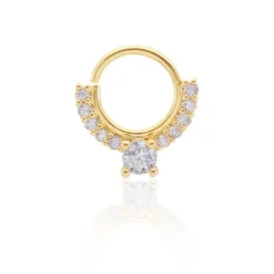 Piercing de Furo Piuka Argola Torção 8mm Bianca Zircônias Dourado