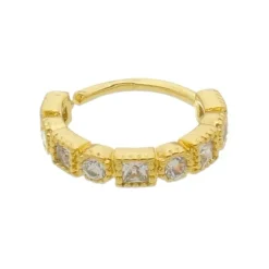 Piercing de Furo Piuka Argola Torção 8mm Daisy Zircônias Dourado