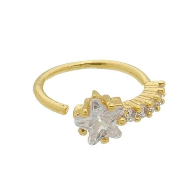 Piercing de Furo Piuka Argola Torção 8mm Bellatrix Zircônias Dourado
