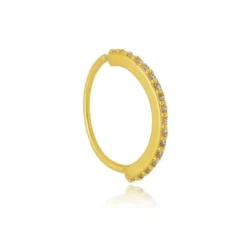 Piercing de Furo Piuka Argola Torção 10mm Ayane Zircônias Folheado a Ouro 18k