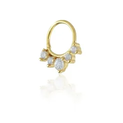 Piercing de Furo Piuka Argola Torção 8mm Lindy Coroa Zircônias Dourado