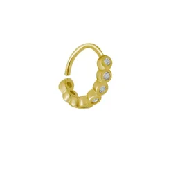 Piercing de Furo Piuka Argola Torção 8mm Manu Pontos de Luz Zircônias Dourado