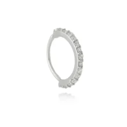 Piercing de Furo Piuka Argola Torção 8mm Ayane Zircônias Folheado em Ródio Branco