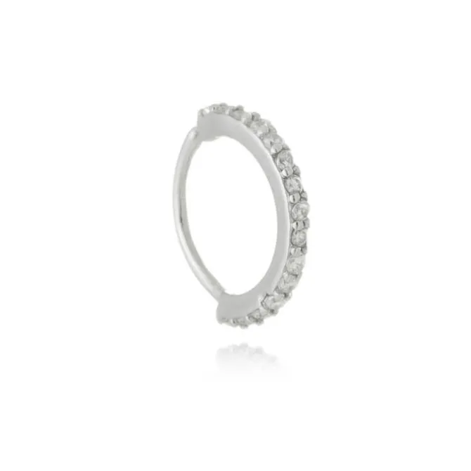 Piercing de Furo Piuka Argola Torção 8mm Ayane Zircônias Folheado em Ródio Branco