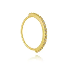 Piercing de Furo Piuka Argola Torção 12mm Ayane Zircônias Folheado a Ouro 18k