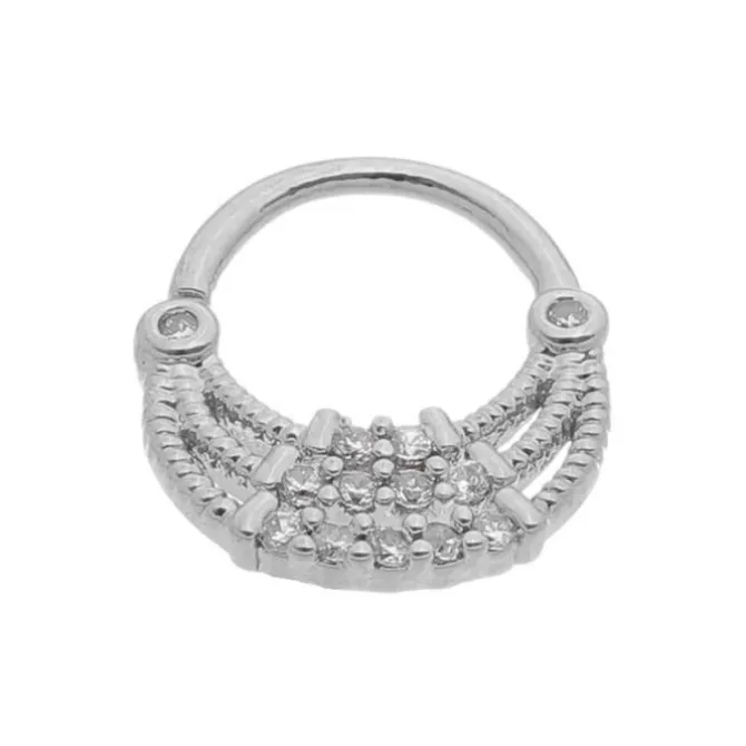 Piercing de Furo Piuka Argola Torção 6mm Bonnie Zircônias Prata