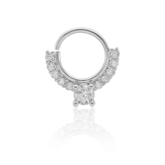 Piercing de Furo Piuka Argola Torção 8mm Bianca Zircônias Prata