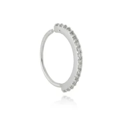 Piercing de Furo Piuka Argola Torção 10mm Ayane Zircônias Folheado em Ródio Branco