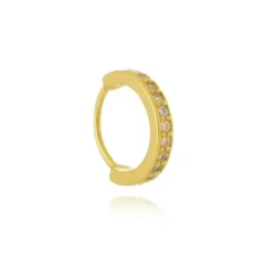 Piercing de Furo Piuka Argola Torção 8mm Lucy Zircônias Folheado a Ouro 18k
