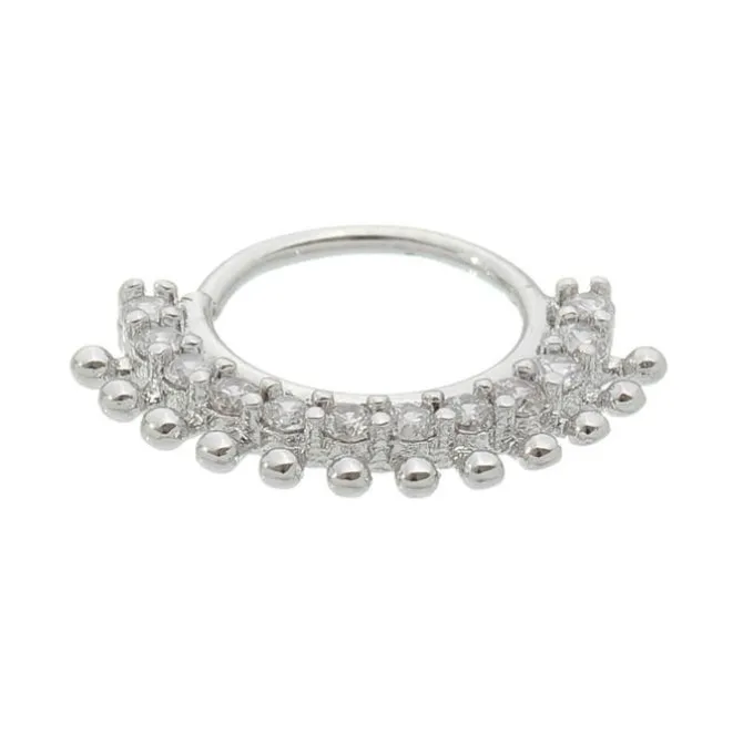 Piercing de Furo Piuka Argola Torção 8mm Freya Zircônias Prata