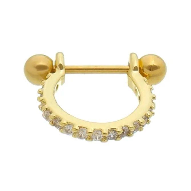 Piercing de Furo Piuka Argola P Reilly Zircônia Dourado