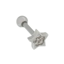 Piercing de Furo Piuka Haste 6mm Atria Estrela Zircônia Prata