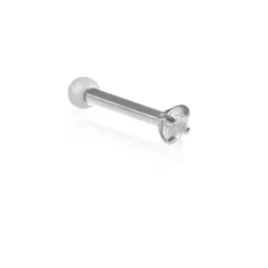Piercing de Furo Piuka Haste 8mm Nila Ponto de Luz Zircônia Prata