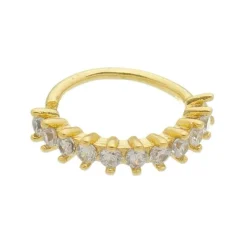 Piercing de Furo Piuka Jenna Argola Torção 8mm Zircônias Dourado