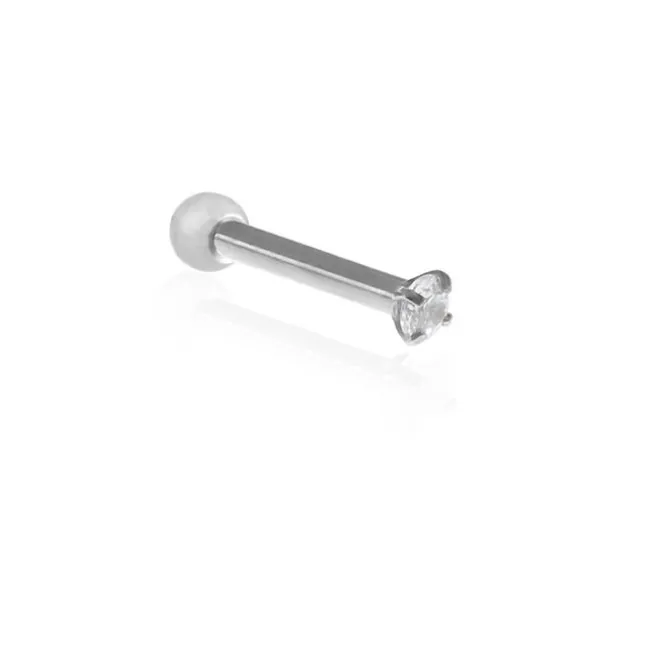 Piercing de Furo Piuka Mini Ponto de Luz Haste 6mm Zircônia Prata