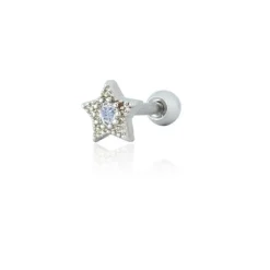 Piercing de Furo Piuka Mini Estrela Haste 6mm Zircônia Prata