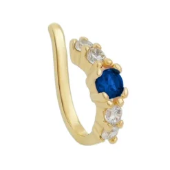 Piercing de Pressão Bebel Zircônia Safira Folheado a Ouro 18k