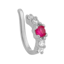 Piercing de Pressão Bebel Zircônia Pink Folheado em Ródio Branco