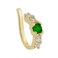 Piercing de Pressão Bebel Zircônia Esmeralda Folheado a Ouro 18k