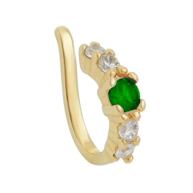 Piercing de Pressão Bebel Zircônia Esmeralda Folheado a Ouro 18k