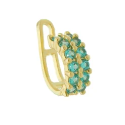Piercing de Pressão Mimi Duas Fileiras Zircônia Turmalina Folheado a Ouro 18k