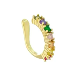 Piercing de Pressão Piuka Jana Zircônias Coloridas Folheado a Ouro 18k