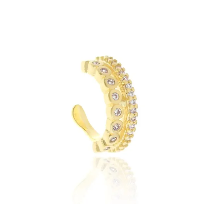 Piercing de Pressão Piuka Candy Duas Voltas Zircônias Folheado a Ouro 18k