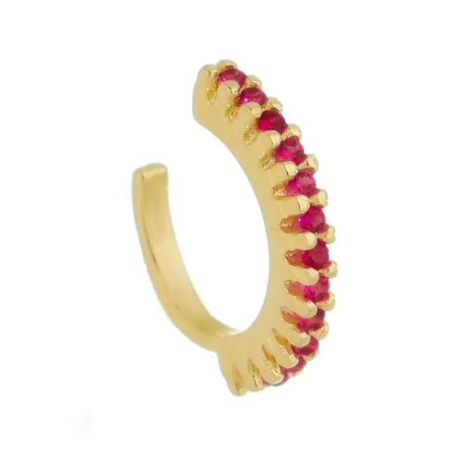 Piercing de Pressão Piuka Ivy Argola Zircônia Pink Folheado a Ouro 18k