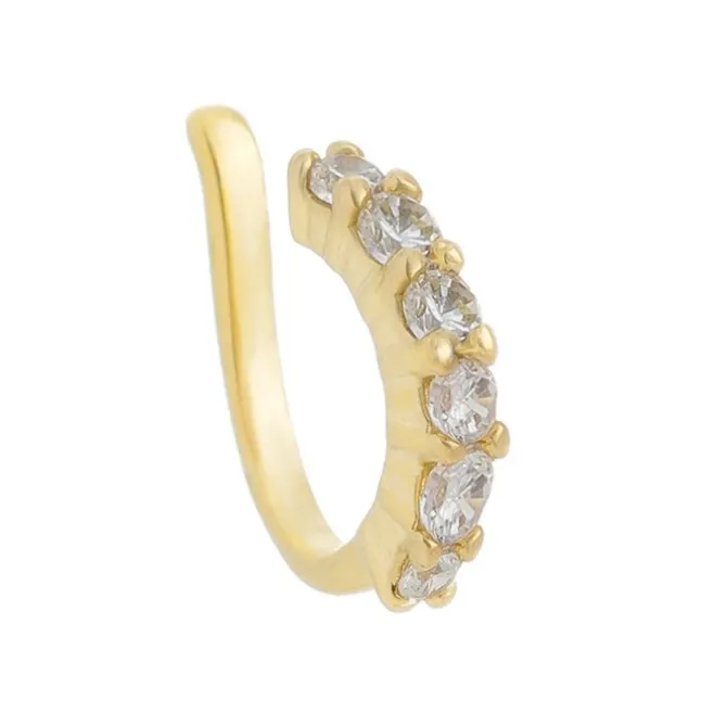 Piercing de Pressão Piuka Agnes Zircônias Cristal Folheado a Ouro 18k