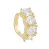 Piercing de Pressão Piuka Argola 4 Pedras Zircônia Cristal Folheado a Ouro 18k