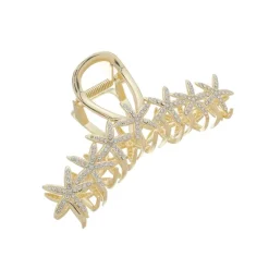 Piranha Metal Mini Estrelas Strass Dourada
