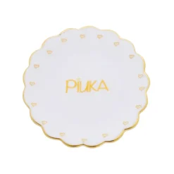 Pratinho Porta Joia do Dia Piuka Porcelana com Filete de Ouro