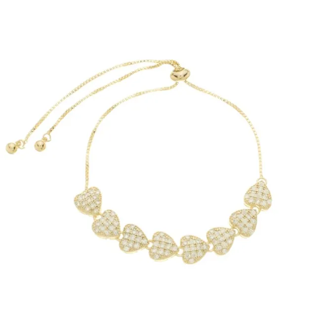 Pulseira Ajustavel Maria Clara Coração Zircônias Folheado a Ouro 18k