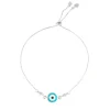 Pulseira Ajustável Folheada em Ródio Branco Olho Grego Avana