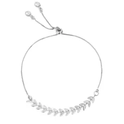 Pulseira Ajustável Folheada em Ródio Branco Kendal Folhinhas