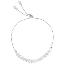 Pulseira Ajustável Folheada em Ródio Branco Kylie Folhinhas