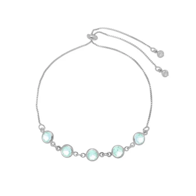 Pulseira Ajustável Folheada em Ródio Branco Zircônias Acqua Betina