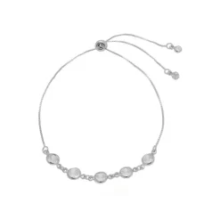 Pulseira Ajustável Folheada em Ródio Branco Zircônias Betina