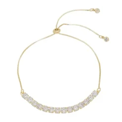 Pulseira Ajustável Folheada a Ouro 18k Riviera Chiara Zircônia Média Cristal