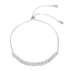 Pulseira Ajustável Folheada em Ródio Branco Riviera Chiara Zircônia Média Cristal