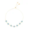 Pulseira Ajustável Folheada a Ouro 18k Grécia Olho Grego Pequeno Azul