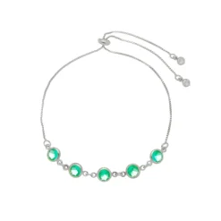 Pulseira Ajustável Folheada em Ródio Branco Zircônias Turmalina Betina