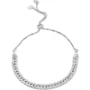 Pulseira Ajustável Folheada em Ródio Branco Corrente Diamantada
