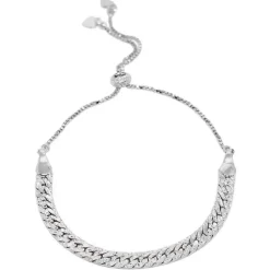 Pulseira Ajustável Folheada em Ródio Branco Corrente Diamantada