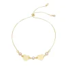 Pulseira Ajustável Hcc 2 Corações Metal Zircônias Folheada a Ouro 18k