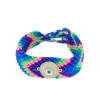 Pulseira Ajustável Olho Grego Macramê Tons de Azul Madrepérola Zircônias Danna