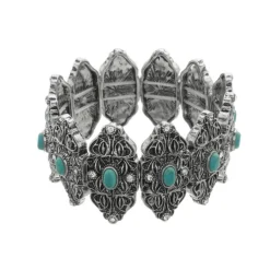 Pulseira Boho Nanda Mini Pedra Turquesa Prata