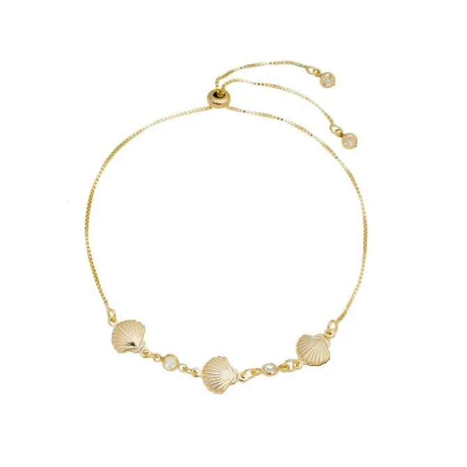 Pulseira Conchas Amalfi Zircônias Folheado a Ouro 18k