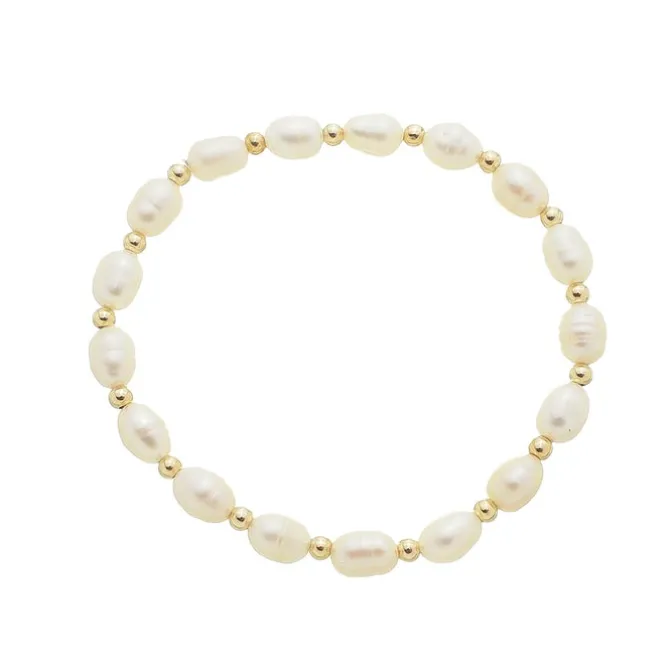 Pulseira Cris Pérolas de Água Doce Folheada a Ouro 18k