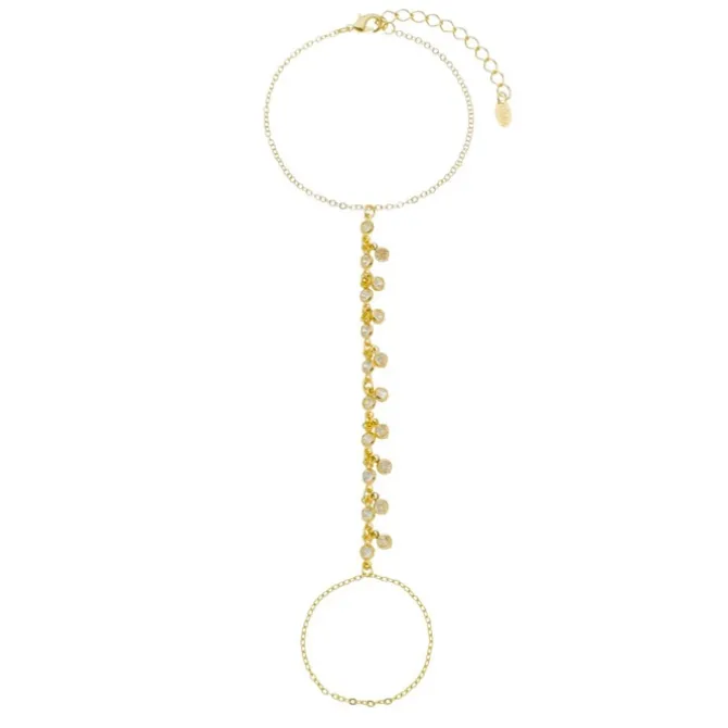 Pulseira de Mão Alice Zircônias Folheada a Ouro 18k